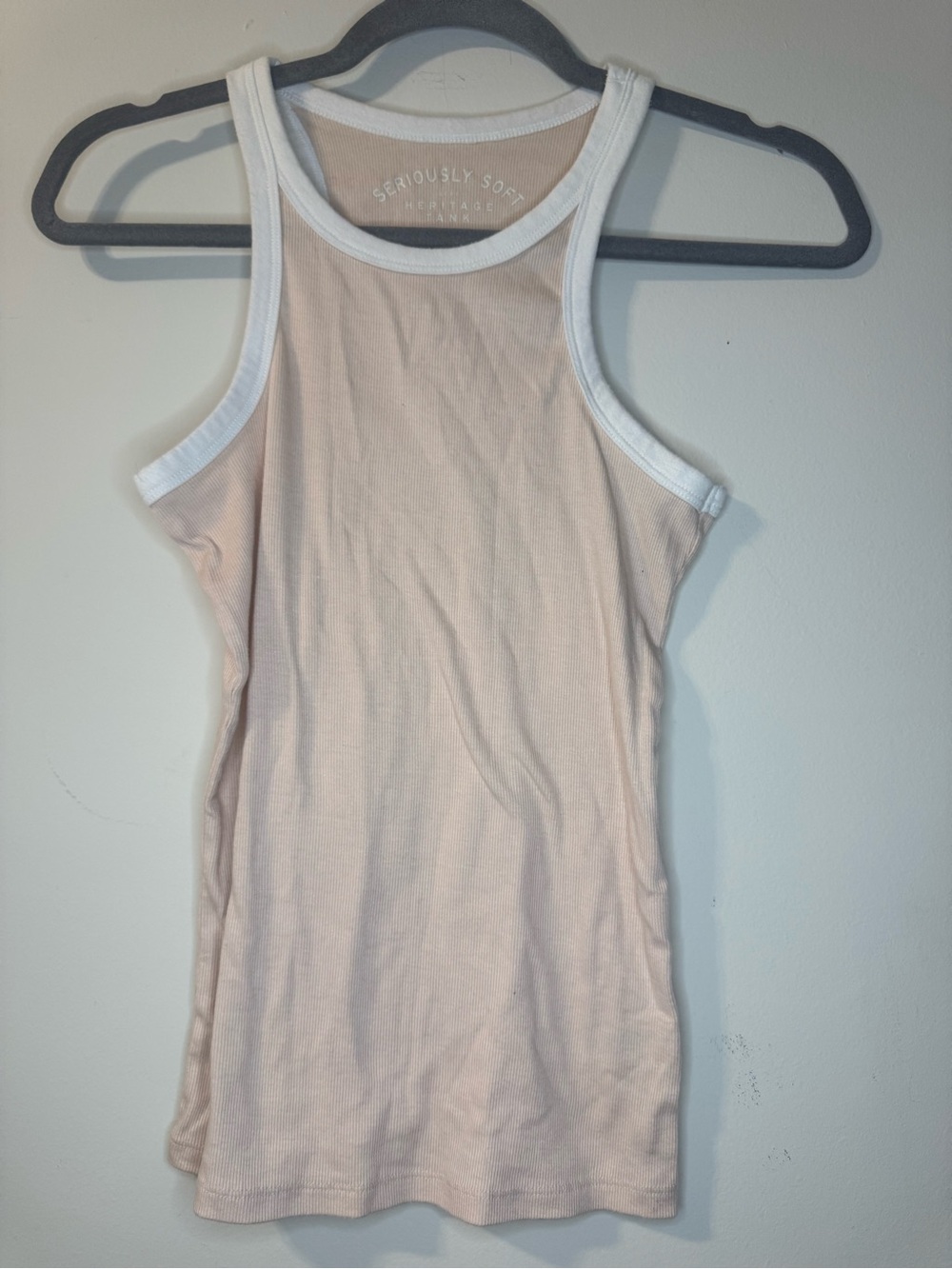 Aéropostale Seriously Soft Heritage Tank Top Women’s M Ribbed Blush Pink White